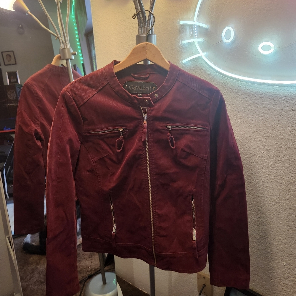 💖💖💖Cavalini Deep Burgundy Suede Zip-Up Jacket💖💖💖